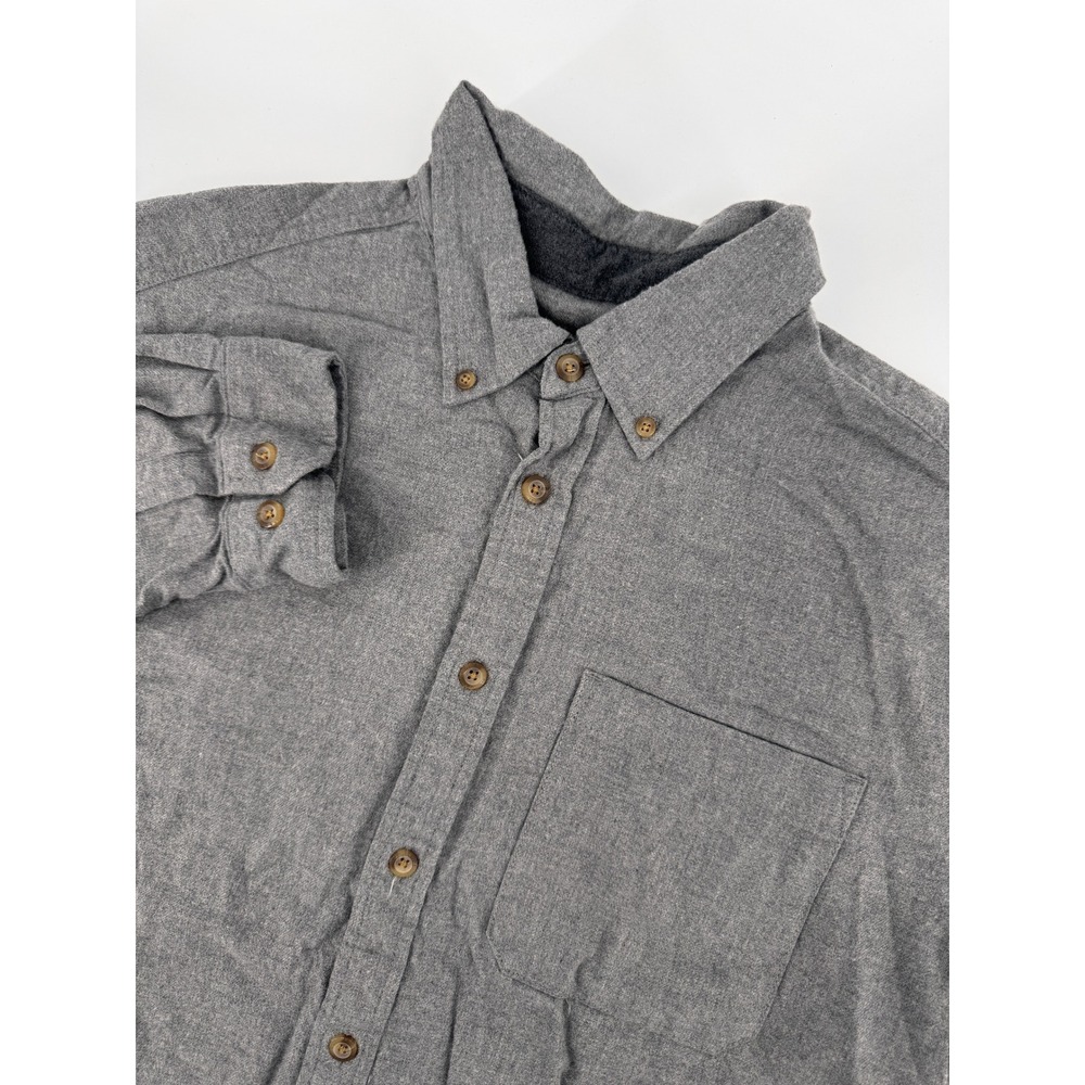 Eddie Bauer Chamois Shirt XL‎ Mens Gray Long Sleeve Button Down Flannel Outdoors